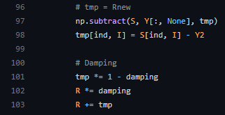 damping update R
